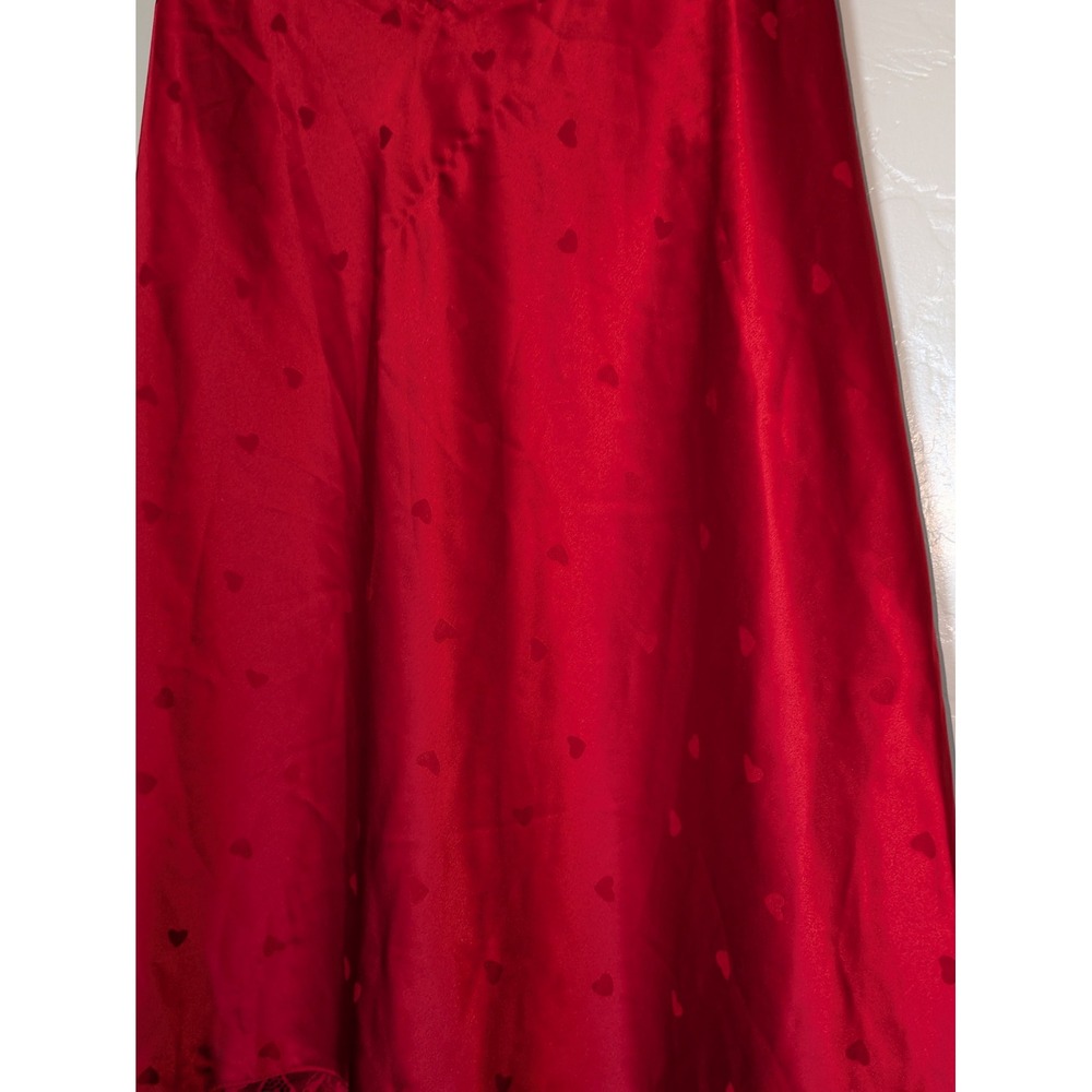 Joyspun Nightie Red Satin Lace Trim Hearts Lingerie Large Romantic Valentine's - Picture 2 of 6